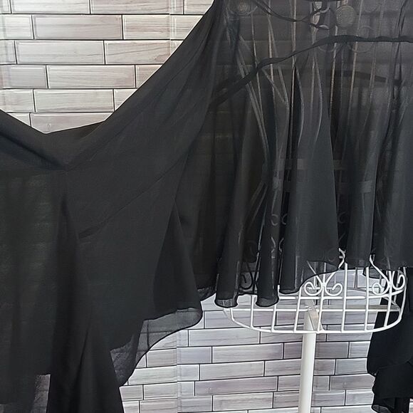 Fanco chic chiffon blouse in black Size S - Picture 3 of 8